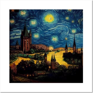 Starry Night Wizarding School Van Gogh Posters and Art